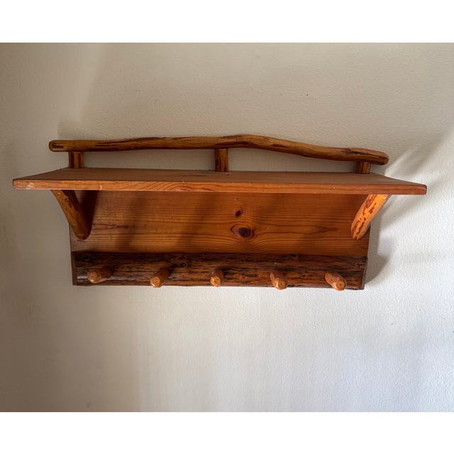 Vintage Camp Rustix Wood Shelf Rustic Coat Rack For Sale - Image 9 of 12