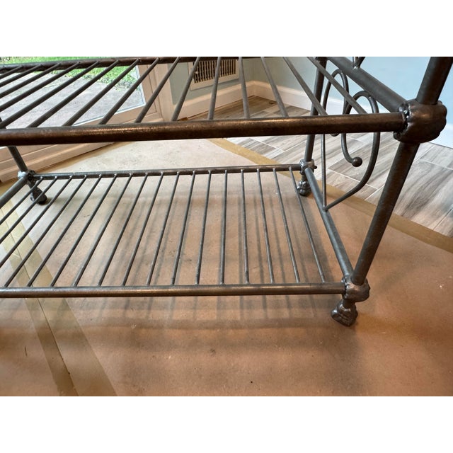 Metal Vintage Abc Home Wrought Iron Bakers Rack 3 Tier Scroll Etagere Plant Stand Shelf, Attributed For Sale - Image 7 of 10