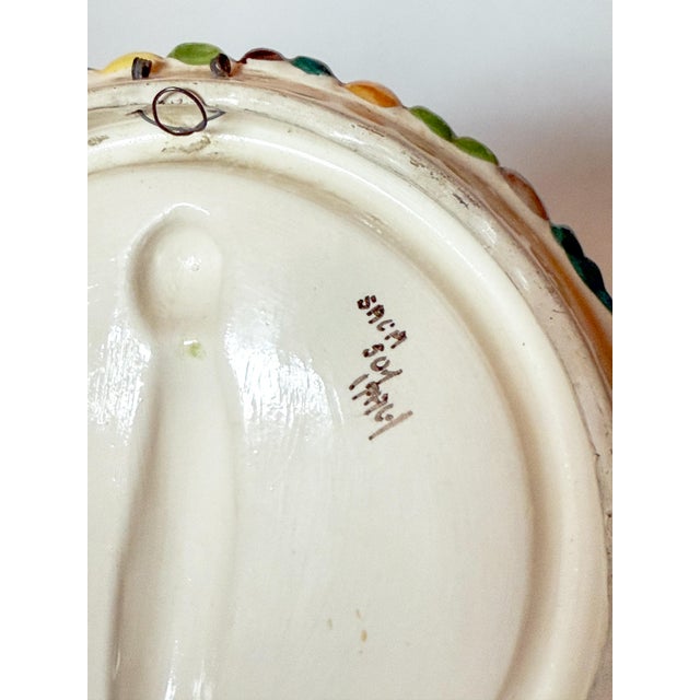Italian 1960s Italian Ceramic Della Robbia Style Wall Plaque For Sale - Image 3 of 5
