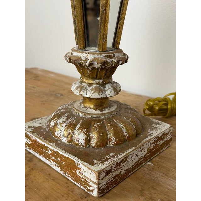 Vintage Italian Mirrored Obelisk Table Lamps, Giltwood, 1940s-50s - a Pair For Sale In Los Angeles - Image 6 of 18