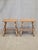 A charming pair of antique early 20th century solid white oak stools in an alpine or folk style, likely from Switzerland....