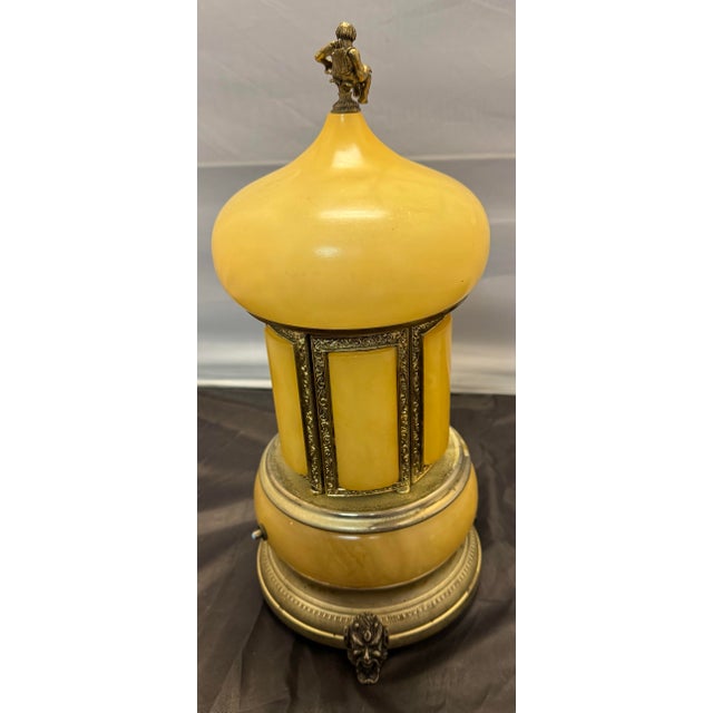 Italian Vintage Italian Onyx & Reuge Music Box Carousel Cigarette Lipstick Holder MCM For Sale - Image 3 of 12