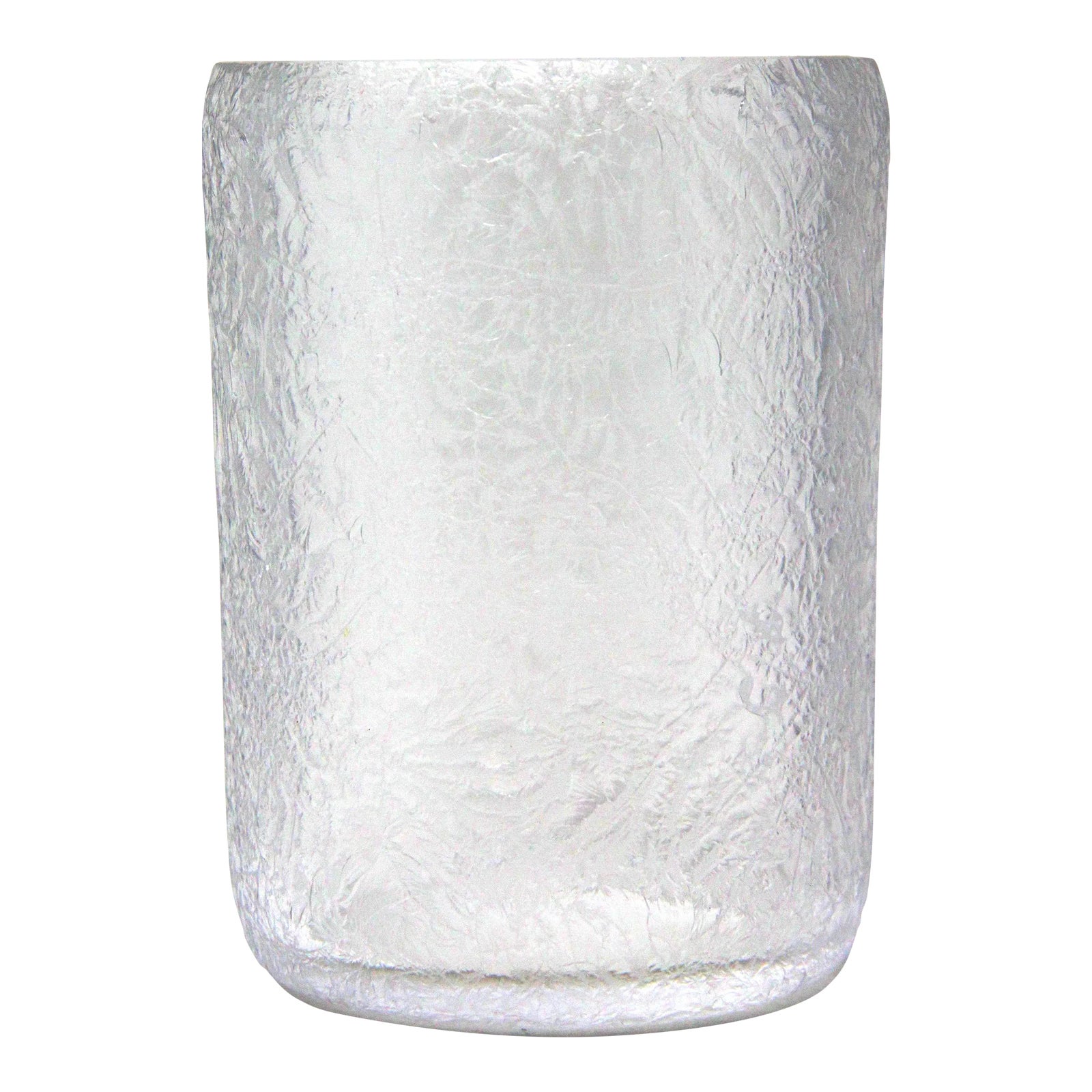 Mid Century Modern Ward Bennett Style Crackle Glass Cylindrical Vase