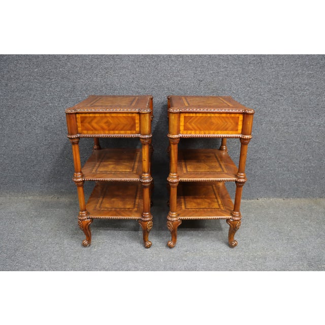 Wood Maitland-Smith Inlaid Mahogany End Tables For Sale - Image 7 of 13