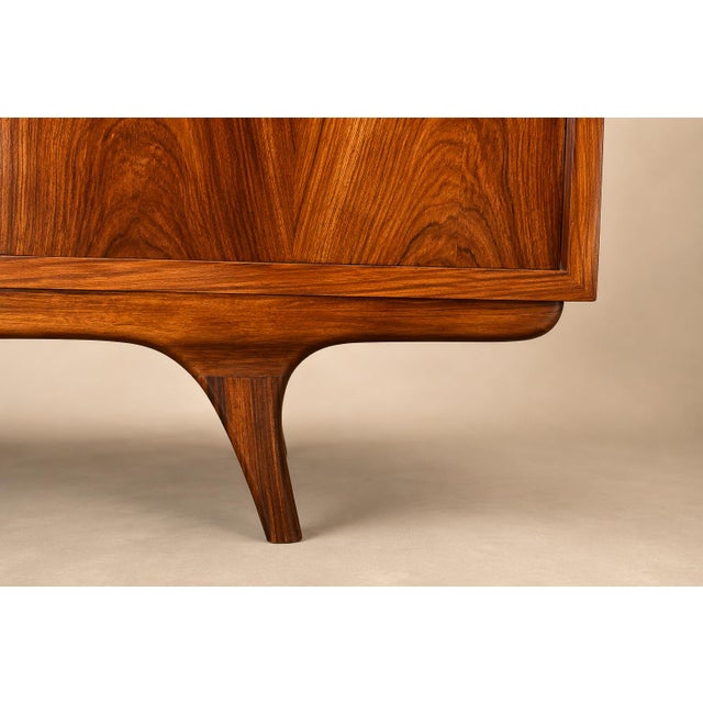 Brazilian Modern Four-Door, Four-Drawer Caviúna Credenza With Drop-Front Bar, 1950s, Brazil For Sale - Image 12 of 18