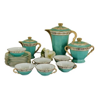 20th Century Tea and Coffee Service by Yolande Manin for Limoges, Set of 15 For Sale