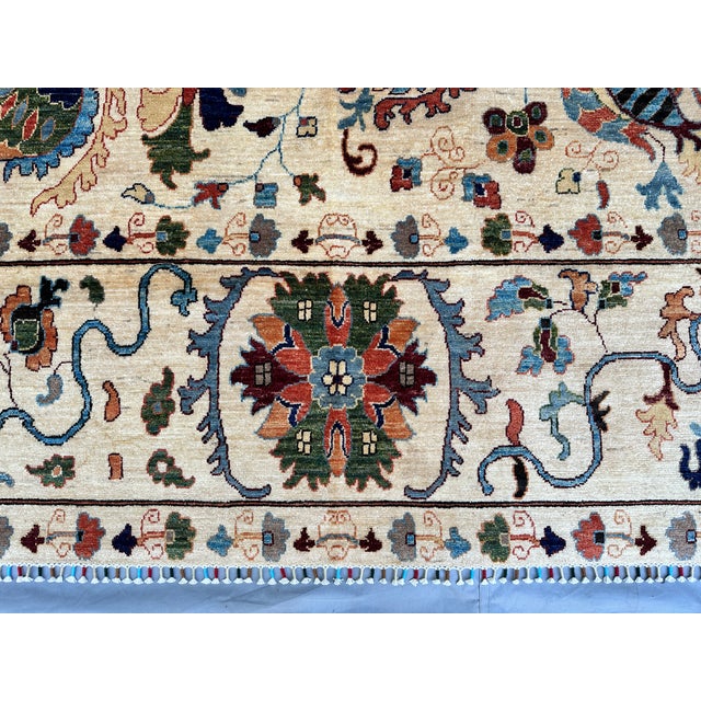 Textile Hand-Knotted Afghan Suzani Chobi Wool Area Rug - 8'3" X 11'4" For Sale - Image 7 of 15
