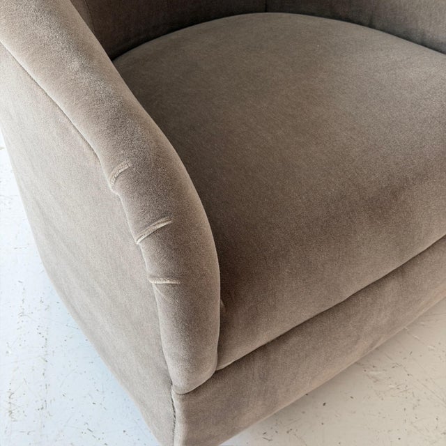 1970s Tight Back Lounge Chairs Attributed to Ward Bennett for Brickel Associates in Mohair For Sale In Chicago - Image 6 of 8