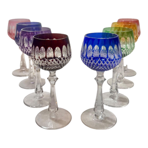 1900s Multi Colored Mosher Glass Stems - Set of Eight