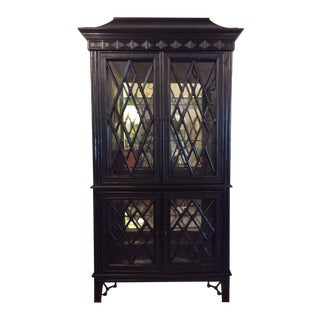 Lacquered Pagoda-Top Bamboo Cabinet For Sale