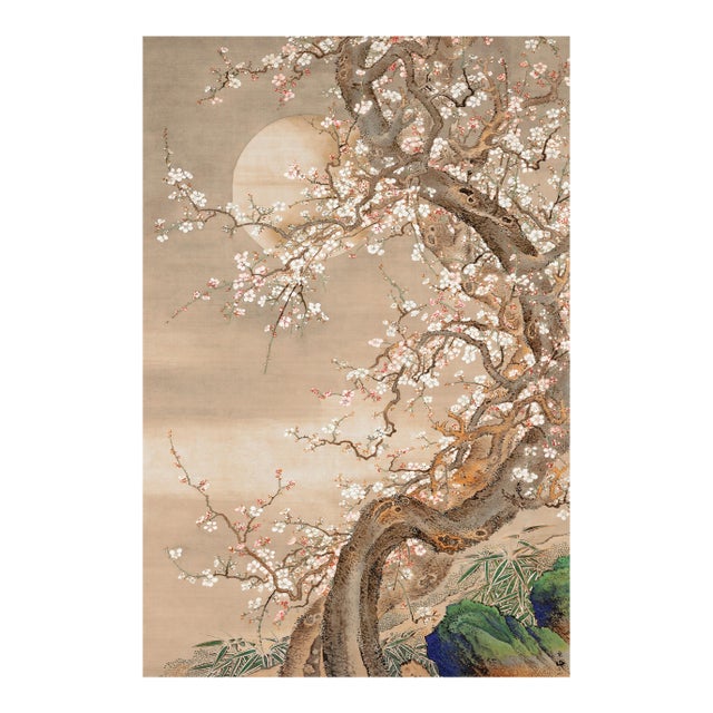 Plum Blossoms in Moonlight, 18th Century Japanese Art Print Reproduction, by Sō Shizan, 24" × 36" For Sale