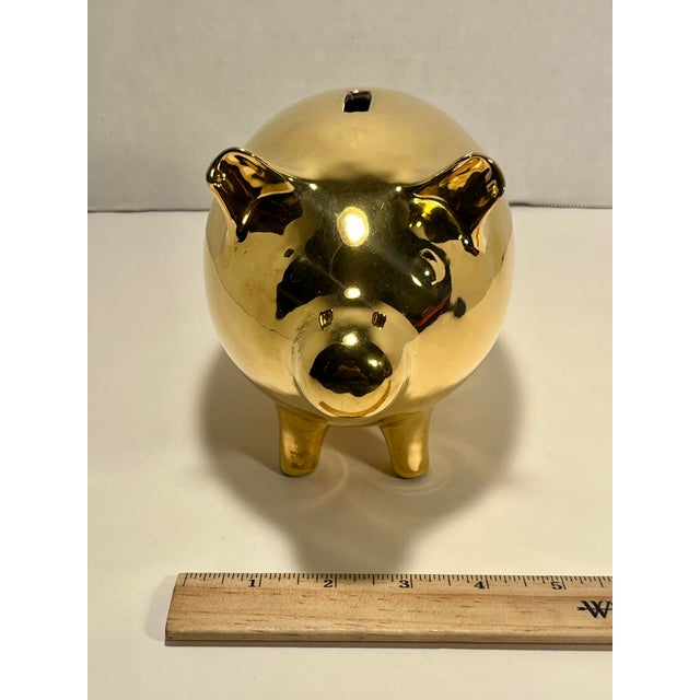Rare Vintage Discontinued Jonathan Adler Gold Piggy Coin Bank Hand Made in Peru For Sale - Image 10 of 10