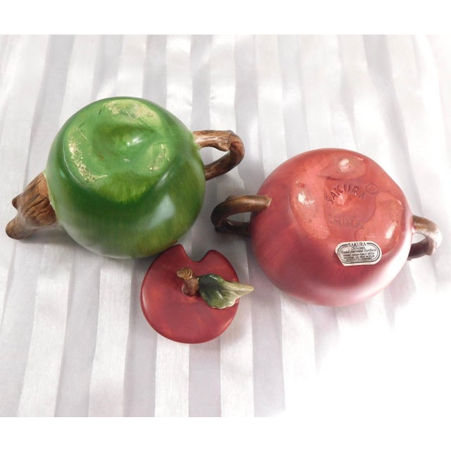 1970s 1970s Sakura Apple Orchard Figural Sugar Bowl and Creamer For Sale - Image 5 of 8