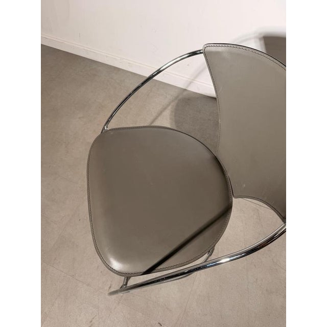 Chrome and Leather Dining Chair from Arrben, Italy For Sale - Image 3 of 7