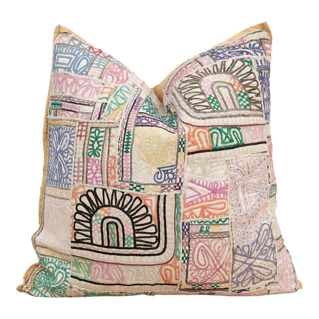 Large Pastel Heritage Antique Jaisalmer Pillow For Sale