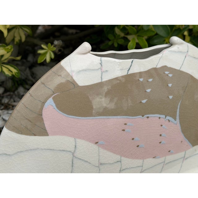 Vintage Signed Studio Pottery Abstract Fish Vase For Sale - Image 10 of 12