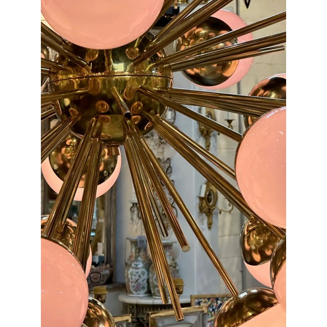Murano Pink Glass Globe Sputnik Chandelier For Sale In Dallas - Image 6 of 8