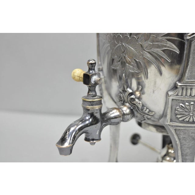 Antique Victorian Silver Plated Floral Engraved Coffee Samovar by Lucius Hart For Sale - Image 12 of 18