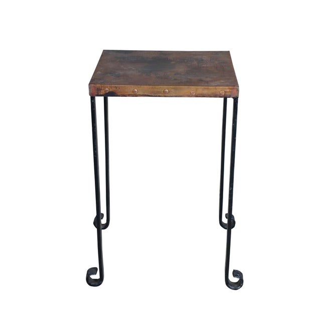 Mid-Century Modern Mid Century Copper & Iron Modern Side Table Plant Sculpture Stand For Sale - Image 3 of 12