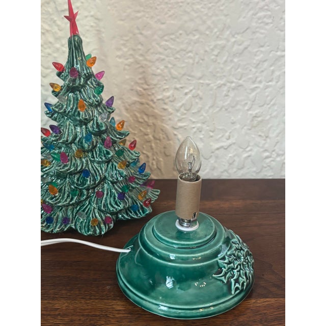 Ceramic Vintage Ceramic Lighted Table Top Christmas Tree For Sale - Image 7 of 8