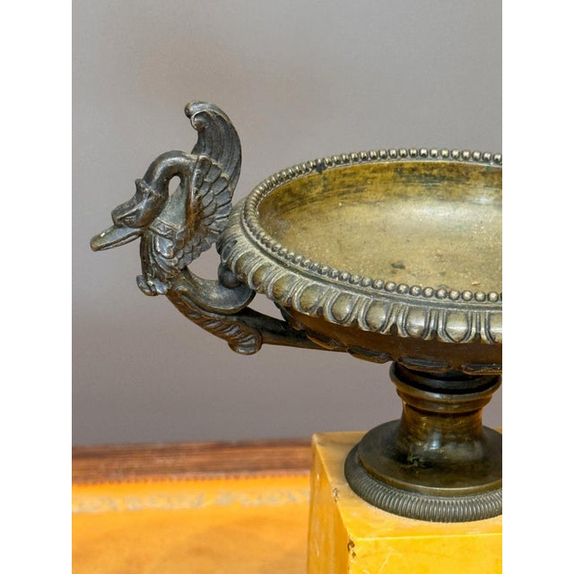 Metal Pair of Early 19th Century French Bronze Tazzas on Siena Marble Bases For Sale - Image 7 of 8