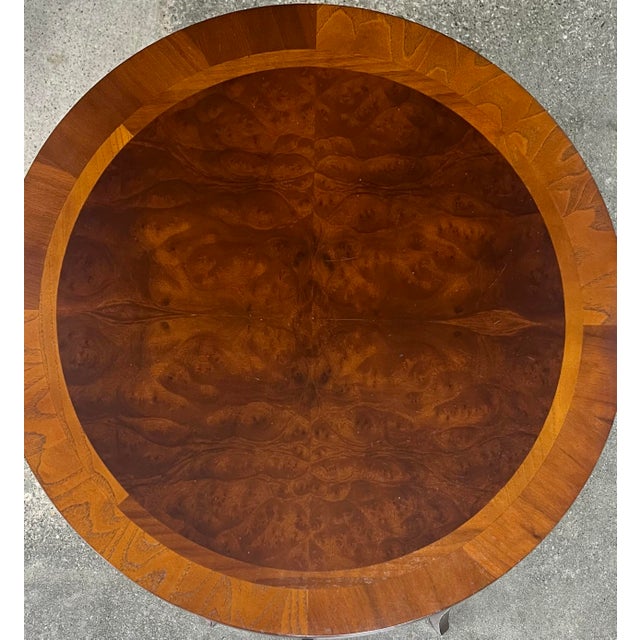 Traditional Bombay Company Mahogany Round Accent Table With Flip Out Drawers For Sale - Image 3 of 8