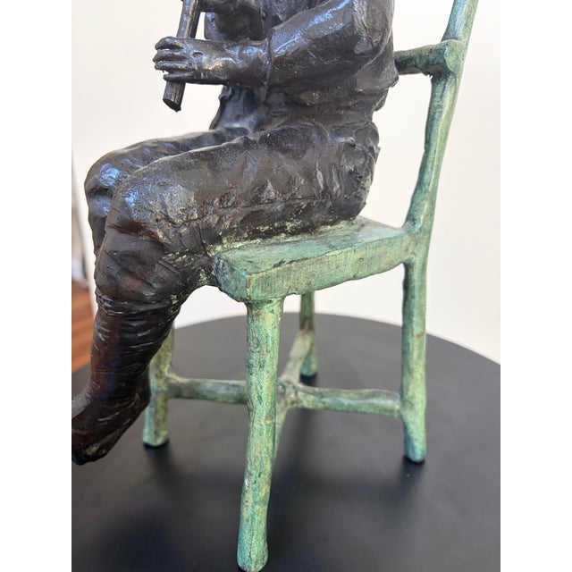 Maitland-Smith Verdigris Bronze Flute Boy Sculpture For Sale - Image 12 of 15