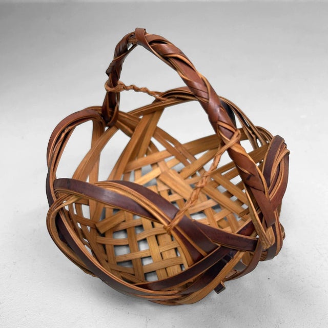 Japanese Hanakago Bamboo Ikebana Basket, 1950s For Sale - Image 9 of 13