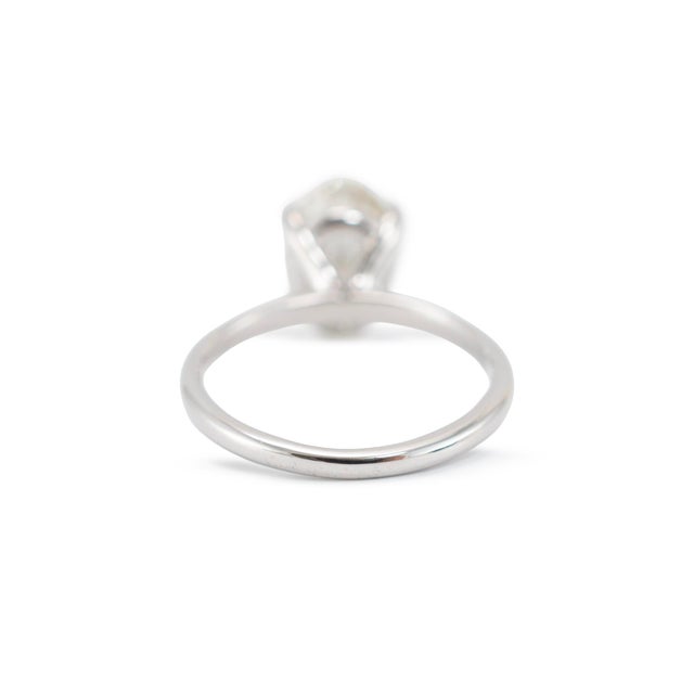 Early 21st Century 14k White Gold Gia 3.02ct Oval Cut Natural Diamond Solitaire Engagement Ring, Size 6.5 For Sale - Image 5 of 9