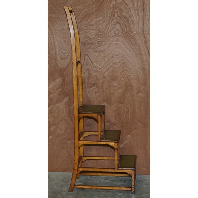 Traditional Stunning Antique Circa 1810 George III Elm & Leather Library Steps Georgian Home For Sale - Image 3 of 12