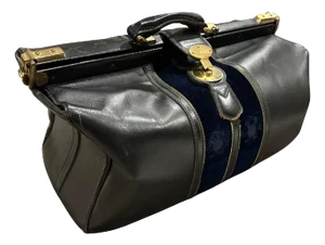 An High Quality 1970s Leather Velvet and Brass Duffel Bag by Roberta Di Camerino