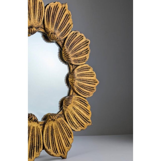 1950s Floral Sun Mirror in Gilded Wood, 1950s For Sale - Image 5 of 7