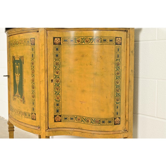 Italian Neoclassical Paint Decorated Demilune Console or Bar Cabinet For Sale - Image 9 of 14