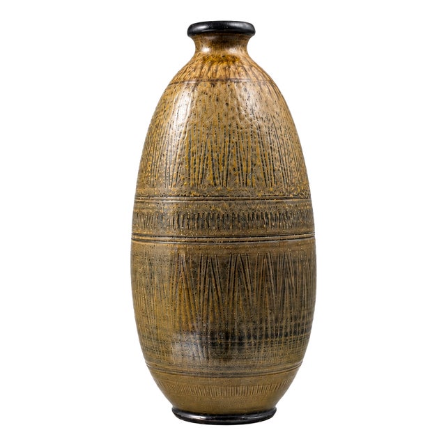 Large Vintage Swedish Stoneware Floor Vase by Arthur Andersson for Wallåkra, 1930s For Sale