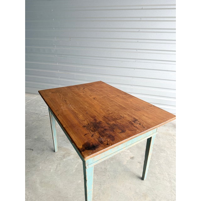 Sky Blue 19th Century Primitive English Work Table For Sale - Image 8 of 13