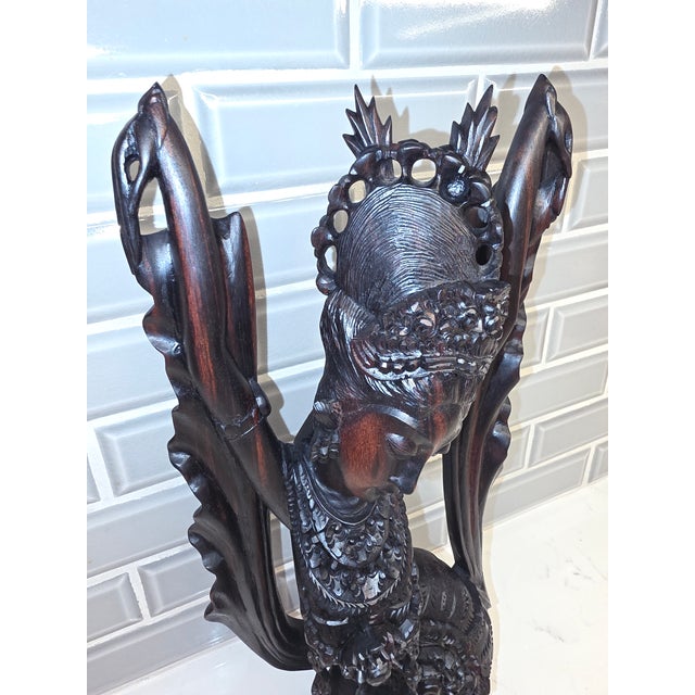 Large 14.75" Mid-Century Balinese Two-Tone Macassar Ebony Celestial Dancer Masterwork For Sale - Image 11 of 12
