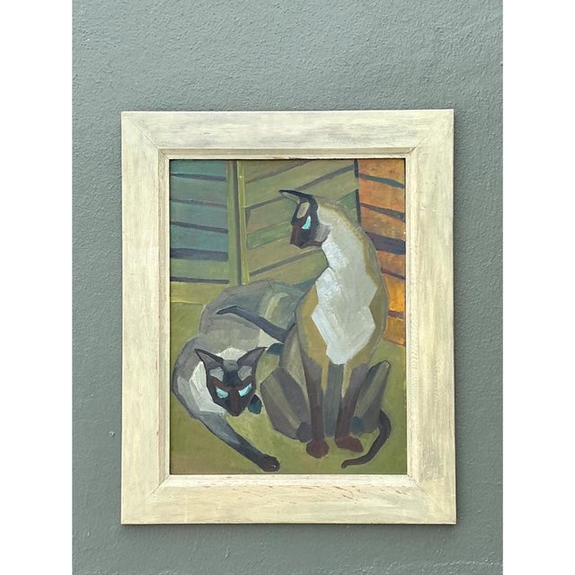 Vintage Figurative Cat Oil Painting on Canvas For Sale - Image 12 of 12