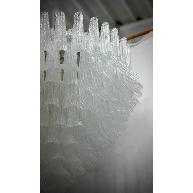 Mid-Century Modern Mid-Century Murano Round Transparent White Color Chandelier and Pendant For Sale - Image 3 of 10