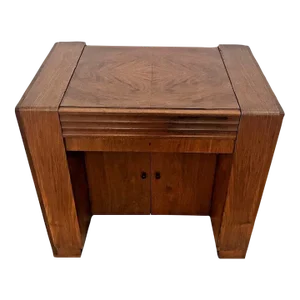 1930s Art Deco Desk Hide Away Top Door Double Lower Cabinet With Shelf