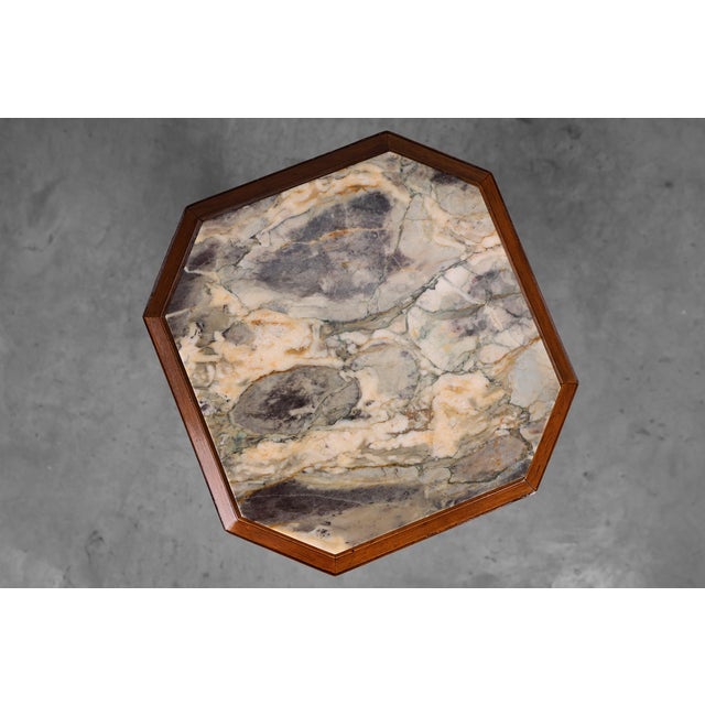 Brown Large Art Deco Oak and Marble Pedestal, France, 1920s For Sale - Image 8 of 11