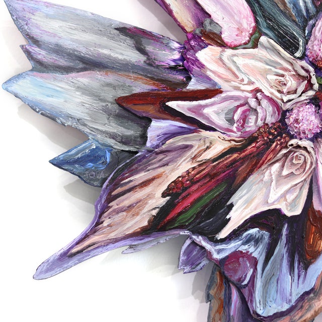 Lilac Hydrangea Glitch - Abstract Vibrant Mixed Media Surreal Sculptural Original Artwork by Kate Tova For Sale - Image 4 of 9