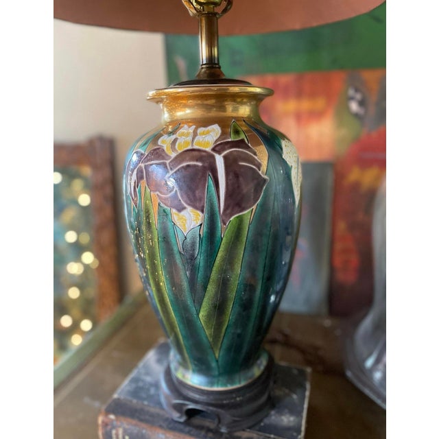 Vintage Enamel Painted Iris Lamp For Sale - Image 10 of 10