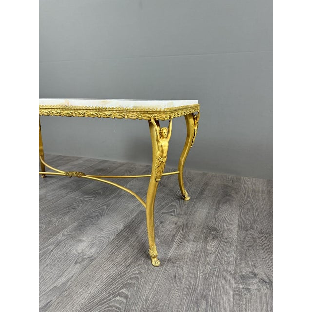 Gold 20th Century Gilt Bronze and Marble Coffee Table For Sale - Image 8 of 9