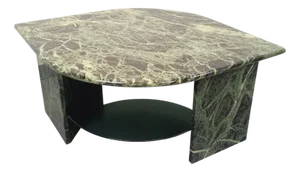 Square Coffee Table with 2 Tops in Green Marble and Smoked Glass, 1970s