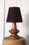 1970s Handmade Wooden Lamp With Brown Pleated Shade For Sale - Image 11 of 11