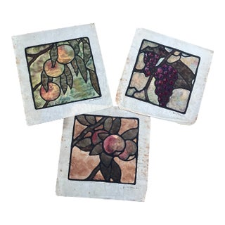 1930’s Three Original Arts and Crafts Style Tile Illustration Paintings- Set of Three For Sale