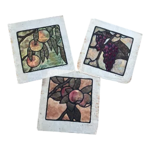 1930’s Three Original Arts and Crafts Style Tile Illustration Paintings- Set of Three