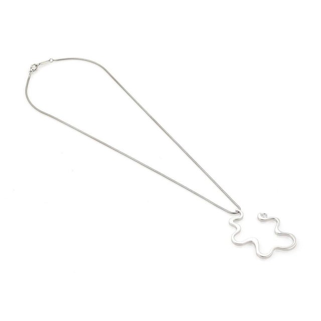 Tiffany and Co. Mid 20th Century Tiffany & Co. Frank Gehry Equus Diamond Pendant Necklace - 18k White Gold For Sale - Image 4 of 7