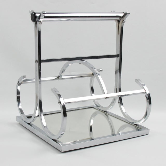 Silver Jacques Adnet Art Deco Barware Bottle Holder Carrier For Sale - Image 8 of 9