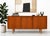 Brown Long Mid Century Modern Teak Credenza | Danish Sliding Door Sideboard, C. 1960's For Sale - Image 8 of 13